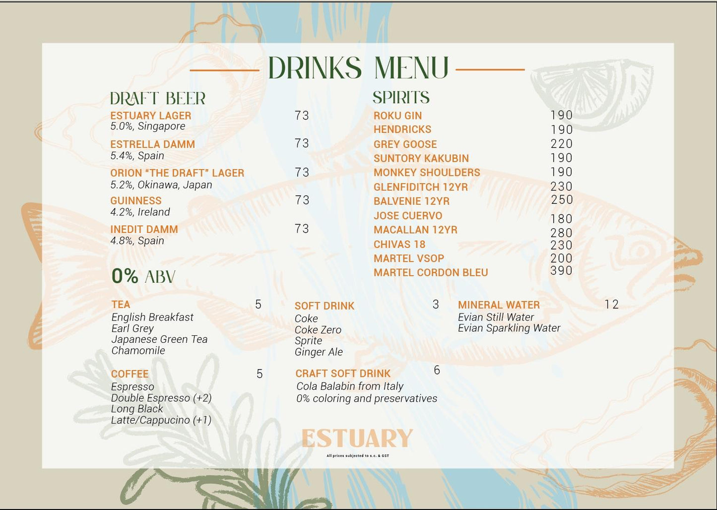 Drinks Menu